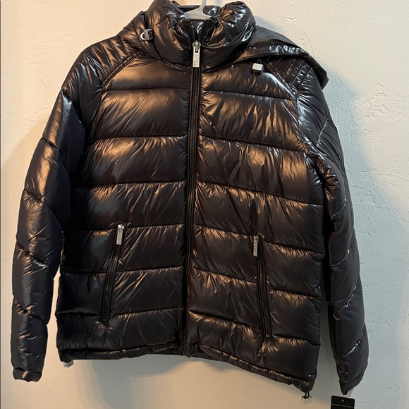 Guess Women's Shiny Black Puffer Jacket. Small. NWT! - Picture 2 of 6